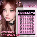 GROINNEYA Lash Clusters Cat Lashes Winged End Eye Elongated Eyelashes Eyelash Clusters Kit DIY at Home Eyelash Extensions.