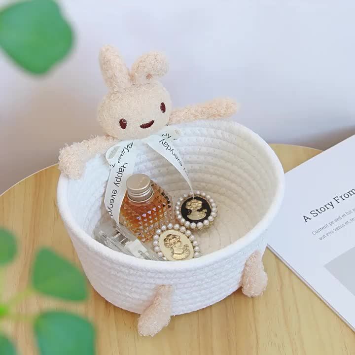 cartoon style weave sundries Storage Baskets household cosmetic hairpin Organize deposit container child toy classification case