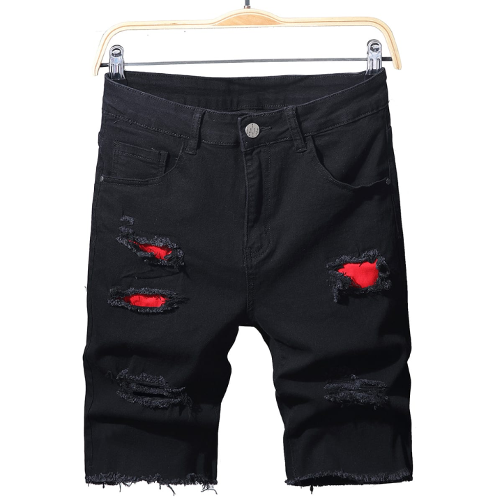 Summer Slim Stretch Men Short Jeans Fashionable Retro Patchwork Denim Shorts Streetwear Cotton Cargo Shorts Male