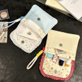 Cute floral sanitary napkin storage bag, female large capacity student portable handheld storage bag for going out. 
