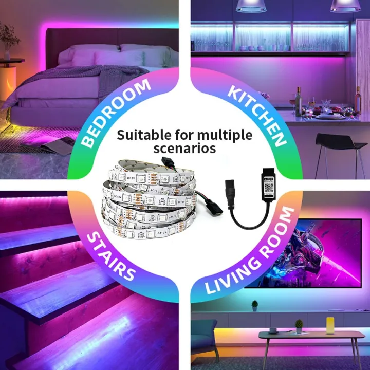 Tuya%20Smart%20Life%20LED%20Light%20Strip%20Bluetooth%20Control%20DC12V%205M%20SMD%205050%2054LEDs/M%20Flexible%20Rope%20Lamp%20For%20Desktop%20Screen%20TV%20BackLight%20-%20Image%206