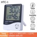 LCD Digital Temperature Humidity Meter HTC-2/HTC-1 Home Indoor Outdoor Hygrometer Thermometer Weather Station with Clock. 