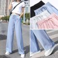 Plus size Women Ankle-Length Wide Leg Pants Casual Summer Solid Elastic Waist Loose Ice Silk Pants Spring Summer Female Trousers.