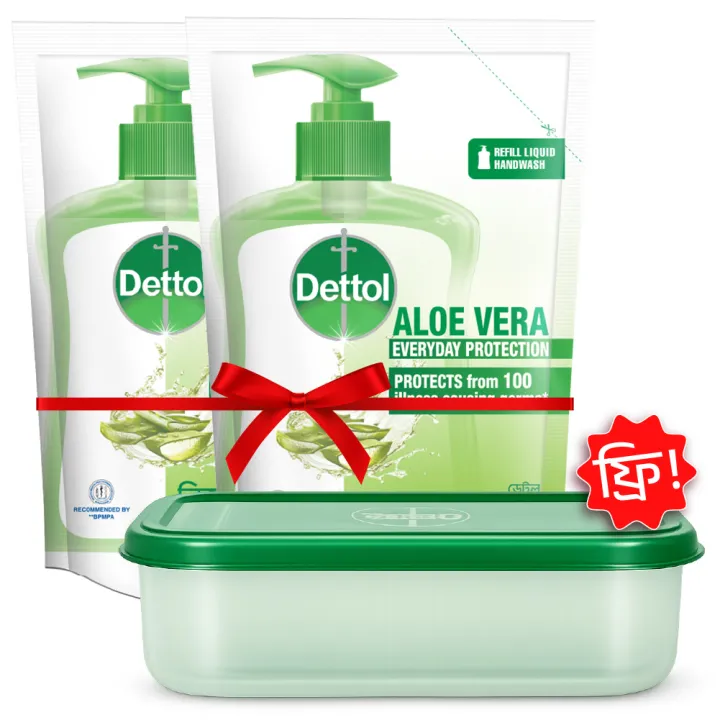 (Buy 2 Get Free Tiffin Box) Dettol Handwash Aloe Vera Refill Double Pack 170ml
