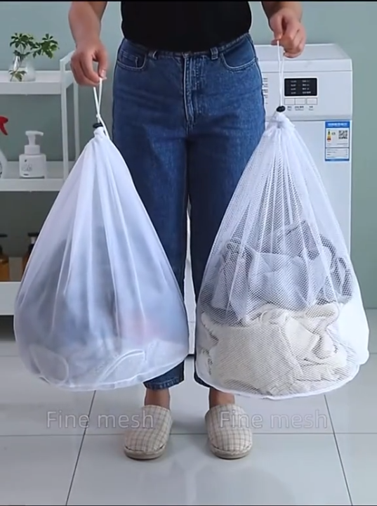 Adjustable Drawstring Mesh Laundry Bags Set - Large Capacity , Breathable , Thick Material for Washing Machine , Travel , Dorm , Apartment , Family (12 inches)