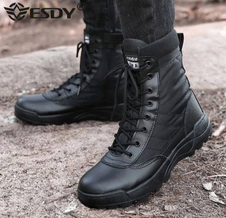 SWAT Hiking MILITARY style LONG SHOES , POLIC LONG SHOES , DELTA SAFETY SHOES, TACTICAL BOOT STRONG WINTER SHOES ANKLE SHOE ARMY STYLE BLACK FOR POLIC MEN AND WOMEN