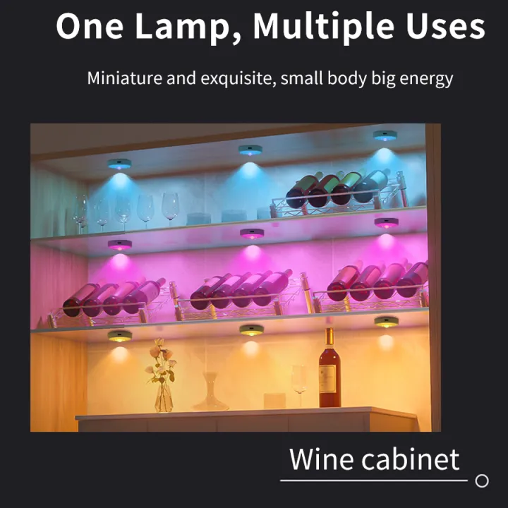 RGB%20Led%20Spotlight%20Downlight%20with%20Remote%20Control%20Rechargeable%20Under%20Cabinet%20Lights%20for%20Display%20Closet%20600mAh%20Dimmable%201-4%20Pack%20-%20Image%204