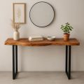 Live Edge Console Table 4ft  30 Inch Height Hairpin Legs  Solid Wood Entryway Table  Natural Wooden Slab  Rustic Hallway Table  Handmade Sofa Back Table for Home Decor. 