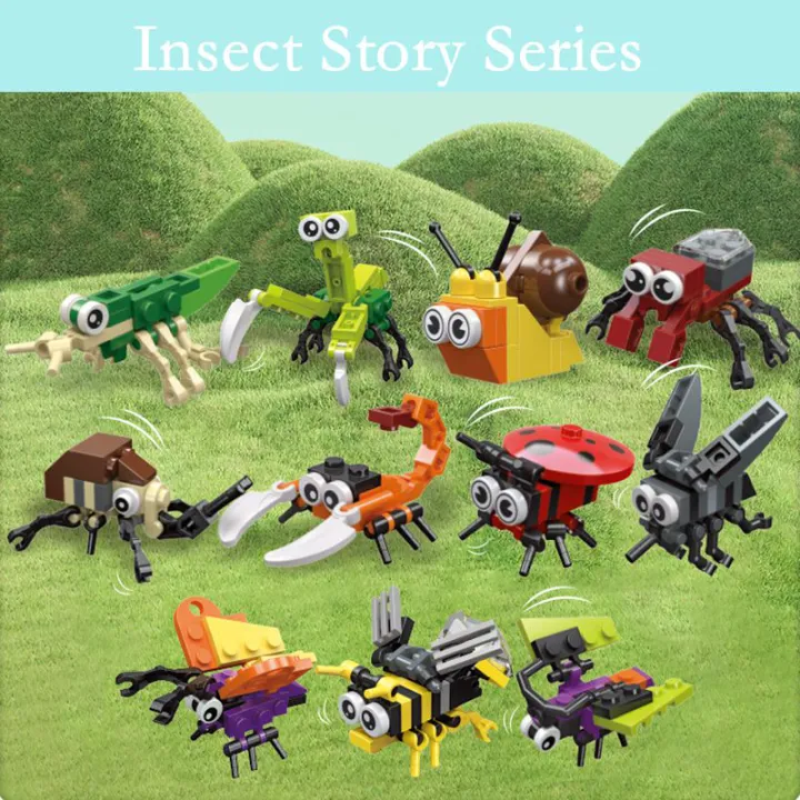 Insects Building Blocks Set 3D Classical Ladybug Snail Dragonfly ...