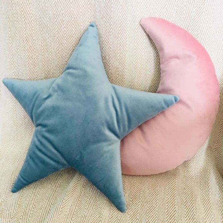 Soft%20Velvet%20Decorative%20Pack%20Of%202%20Kids%20Room%20Cushions-Moon%20And%20Star%20Shape%20Babies%20Craddle/%20Baby%20Cot%20Nursery%20Pillow%20-%20Image%202