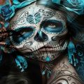 3Pcs Gothic Mexican Sugar Skull Woman Duvet Cover Bedding Set Floral & Skull Patterns - Ideal For Day Of The Dead Celebrations. 