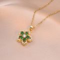 Light Luxury Shiny Zircon Rotatable Flower Pendant Necklace For Women Stainless Steel Romantic Spin Floral Plant Choker Jewelry. 