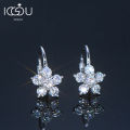Original 925 Sterling Silver Flower Hoop Clip Earrings D0.60CT Full Moissanite Earrings for Women Wedding Jewelry Valentine Gift. 