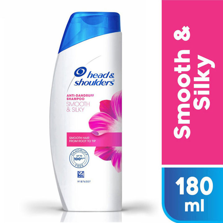 Head & Shoulders Smooth and Silky, Anti Dandruff Shampoo for Women & Men 180 ml