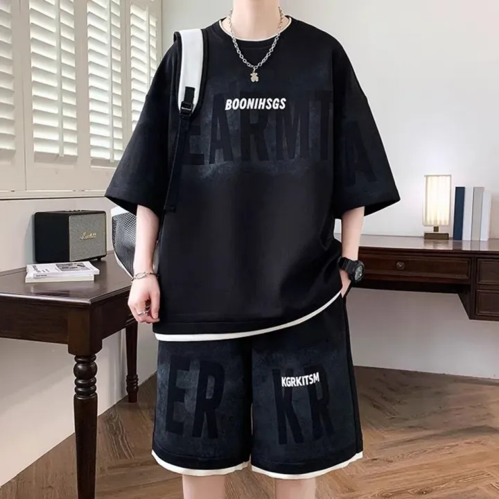 Men's%20fashion%20personality%20letter%20printed%20short%20sleeved%20shorts%20two-piece%20set%20outdoor%20sports%20breathable%20T-shirt%20set%20-%20Image%203