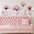 Pink Flowers Wall Stickers for Living Room Bedroom Background Wall Decor Girls's Room Home Decorative Stickers Wall Decals Mural. 