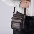 Men's Genuine Leather Crossbody Bag High Quality Zipper Pocket Retro Business Messenger Bag for Men. 
