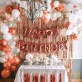 pack of 50 Pcs Happy Birthday Decoration Kit Combo For Boys Girls / Husband Wife / Brother Sister/ Father Mother / friend - Happy Birthday Pink polka dot Letters , Silver Curtains , Pink & White Theme Confetti Foil Balloons. 