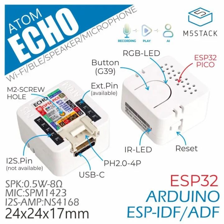 M5Stack%20ATOM%20Echo%20ESP32%20Programmable%20Smart%20Speaker%20Development%20Board%20Smart%20Home%20Assistant%20Home%20Voice%20Control%20-%20Image%202