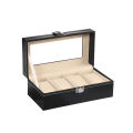 WELLZONE 2/3/4/5/6/10/12 Posistions Classic PU Leather Watch Display Box With Lock Dustproof  Watches Storage Case Collector. 