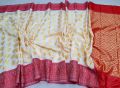 White Color Katan Saree For Women Without Blouse Pieces.