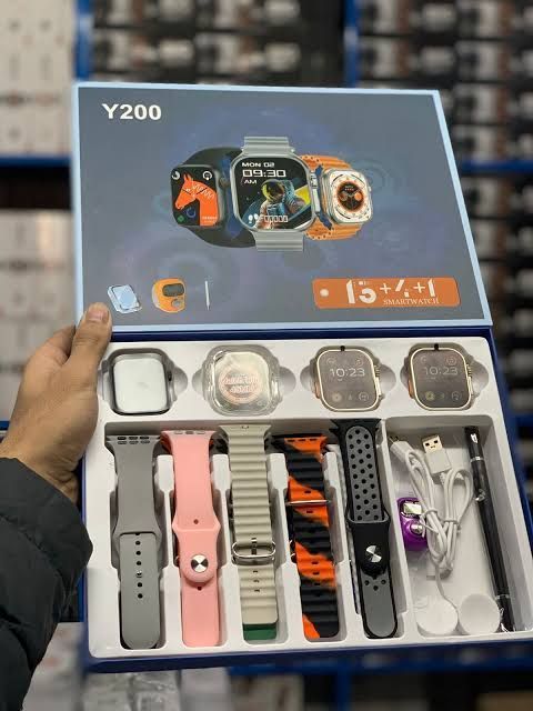 Y200 Smartwatch (3 Watches + 15 Straps + Silicone Case + Touch Pen + Counter) 3 in 1 Combo Pack Smart Watch FULL HD Display