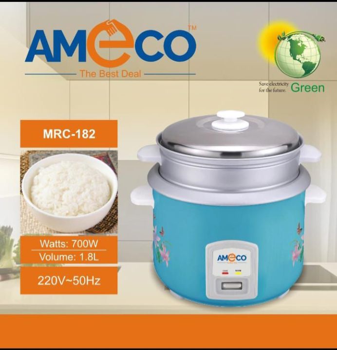 Ameco Rice Cooker with Steamer 1.8LT