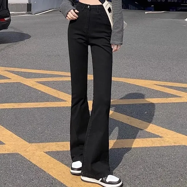Woman%20American%20High%20Waist%20Slim%20Fit%20Bell%20Bottom%20Jeans%20Female%20Fashion%20Y2k%20Flare%20Pants%20Girls%20Elastic%20Designer%20Black%20Denim%20Trousers%20-%20Image%205