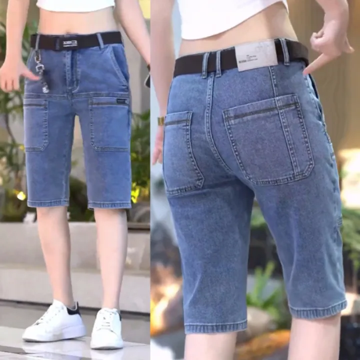 New%20Design%20Multi-pocket%20Denim%20Shorts%20Men%20Summer%20Thin%20Straight%20Casual%20Short%20Jeans%20Stretch%20Fashion%20Streetwear%20Men's%20Shorts%20Korean%20-%20Image%203