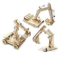 DIY wooden hydraulic excavator model children's puzzle assembly toy wooden science experiment parent-child interaction. 