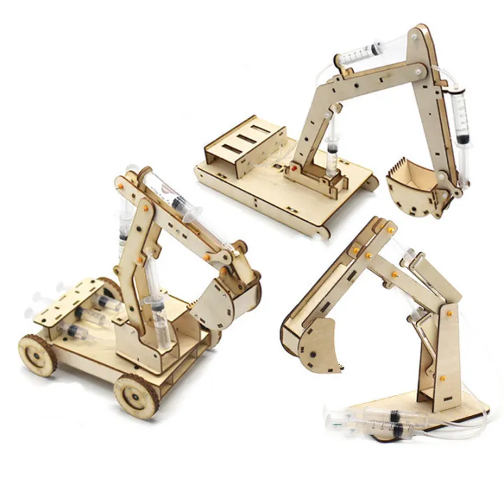DIY%20wooden%20hydraulic%20excavator%20model%20children's%20puzzle%20assembly%20toy%20wooden%20science%20experiment%20parent-child%20interaction%20-%20Image%202