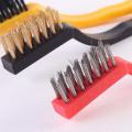 3Pcs Mini Wire Brush Set for Cleaning and Rust Removing, 7 Inch Industrial Wire Small Wire Brush Set of Stainless Steel/Nylon/Brass Bristles multipurpose, rust remover and paint cleaning brush, metal surface cleaner, small wire brush set (No Color Choice). 