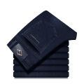 2025 Autumn Winter New High Elasticity Men's Business Jeans Haze Blue Black Gray Denim Trousers Men's Pants Work Clothes Brand. 
