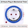 EU/US 24 Hours Timer Switch Timer Plug in Mechanical Grounded Programmable Smart Countdown Loop Switch Socket Auto Power off. 