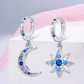 925 Sterling Silver Moon Star Earrings For Women Minimalist Cute Dangle Earrings Bohemian Daily Wear Jewelry. 