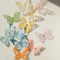 JIANQI 6 Pcs Hollow Butterfly Lace Material Paper INS Romance Butterfly Lace Collage Creative Handbook DIY Decorative Material.