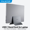 PULWTOP Vertical Laptop Docking Station With M2 SSD Expansion 4K HD RJ45 USB C Hub For Type C Notebook Workstation Setup. 