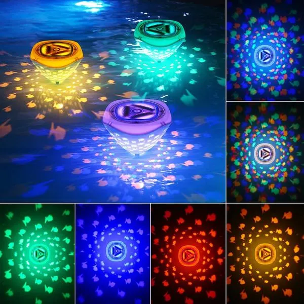 Colorful Floating LED Pool Light with Fish Pattern Projection Floating ...