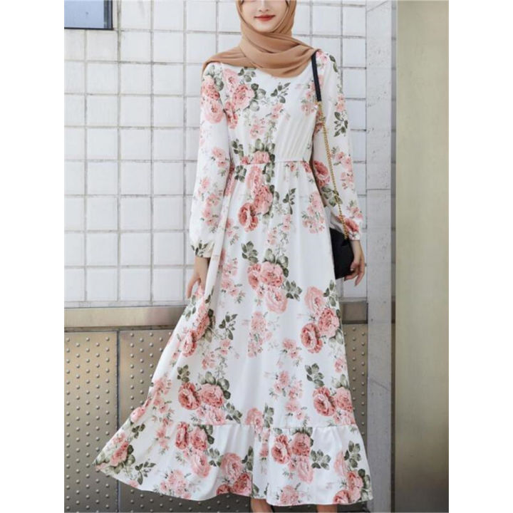 Spring%20Summer%20Female%20Solid%20Full%20Sleeve%20O-neck%20Casual%20Dress%20Women%20Bohemian%20Long%20Dress%20Woman%20Muslim%20Maxi%20Dresses%20-%20Image%203