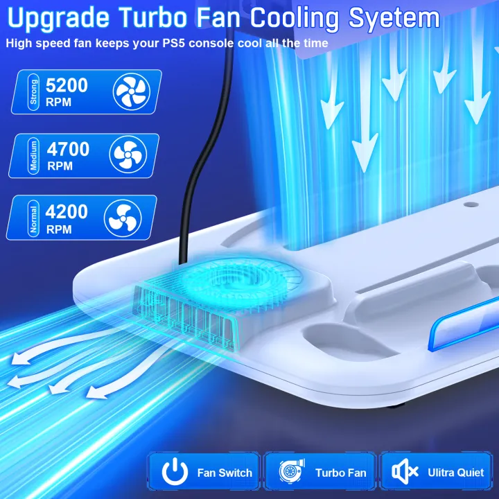 DinoFire%20S4000%20For%20PS5%20Slim%20Disc/Digital%20Fast%20gamepad%20Charging%20Cooling%20Stand%20Vertical%20Cooling%20Station%20For%20PS5%20-%20Image%206