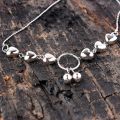 Charming Silver Love Heart Beaded Anklet – Fashionable Women’s Payel Nupur for Eid, Gift, or Casual Wear. 