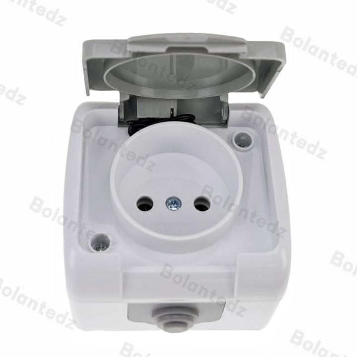 10A Surface-Mounted Single-Unit Wall Panel Household European Standard Two-Hole Socket With Cover Waterproof And Splash-Proof