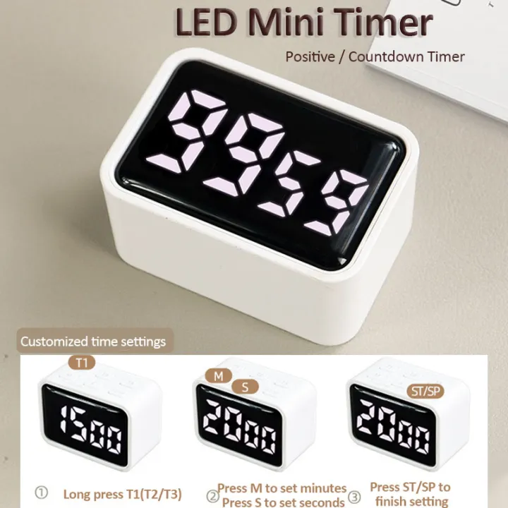 Mini Digital Kitchen Timer LED Visual Timer for Study Cooking Positive ...