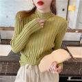 Autumn Winter Knitwear Tops Fashion Female Long Sleeve Skinny Elastic Casual Knitted Shirts Women Mock neck Pullover Sweaters. 