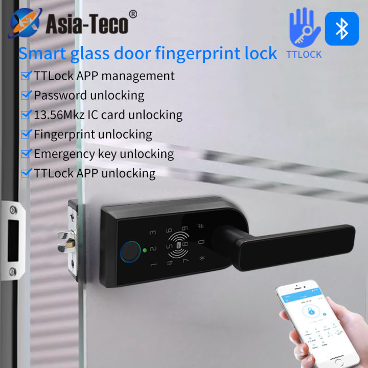 Glass Door Smart Handle Lock Single Open PartitionWith Fingerprint Key ...