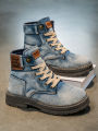 Men's high top denim boots, casual sports shoes, trendy and fashionable men's boots. 