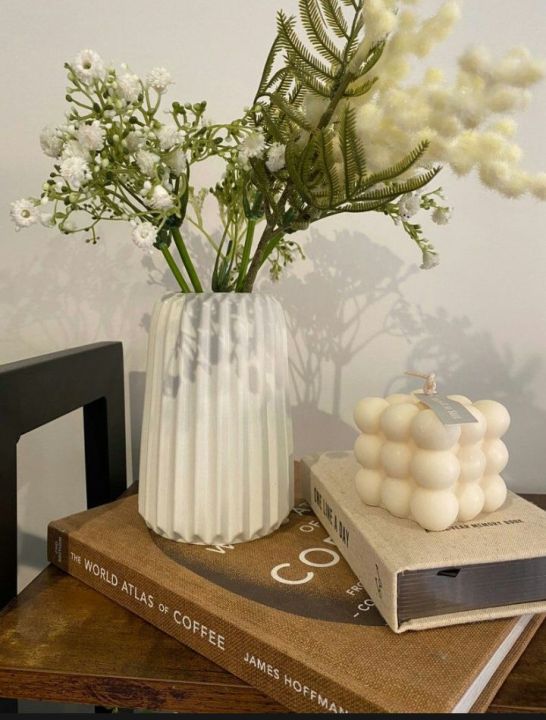 vase for flowers, ribbed vase, concrete vase