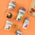 Breakfast Oatmeal Cereal Nut Yogurt Salad Cup Seal Container Set with Fork Sauce Cup Lid Bento Tuppers Food Taper Bowl Lunch Box. 