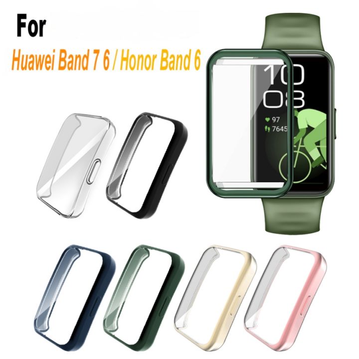 For Huawei Band 7, Huawei Band 6 Case TPU Full Screen Protector Shell Bumper PlatedSoft Protective TPU Cover