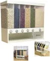 Wall-Mounted Dry Food Dispenser 6-Grid Cereal Dispensers Food Storage Container Kitchen Storage Tank for Cereal, Rice, Candy, Coffee Bean, Snack, Grain. 